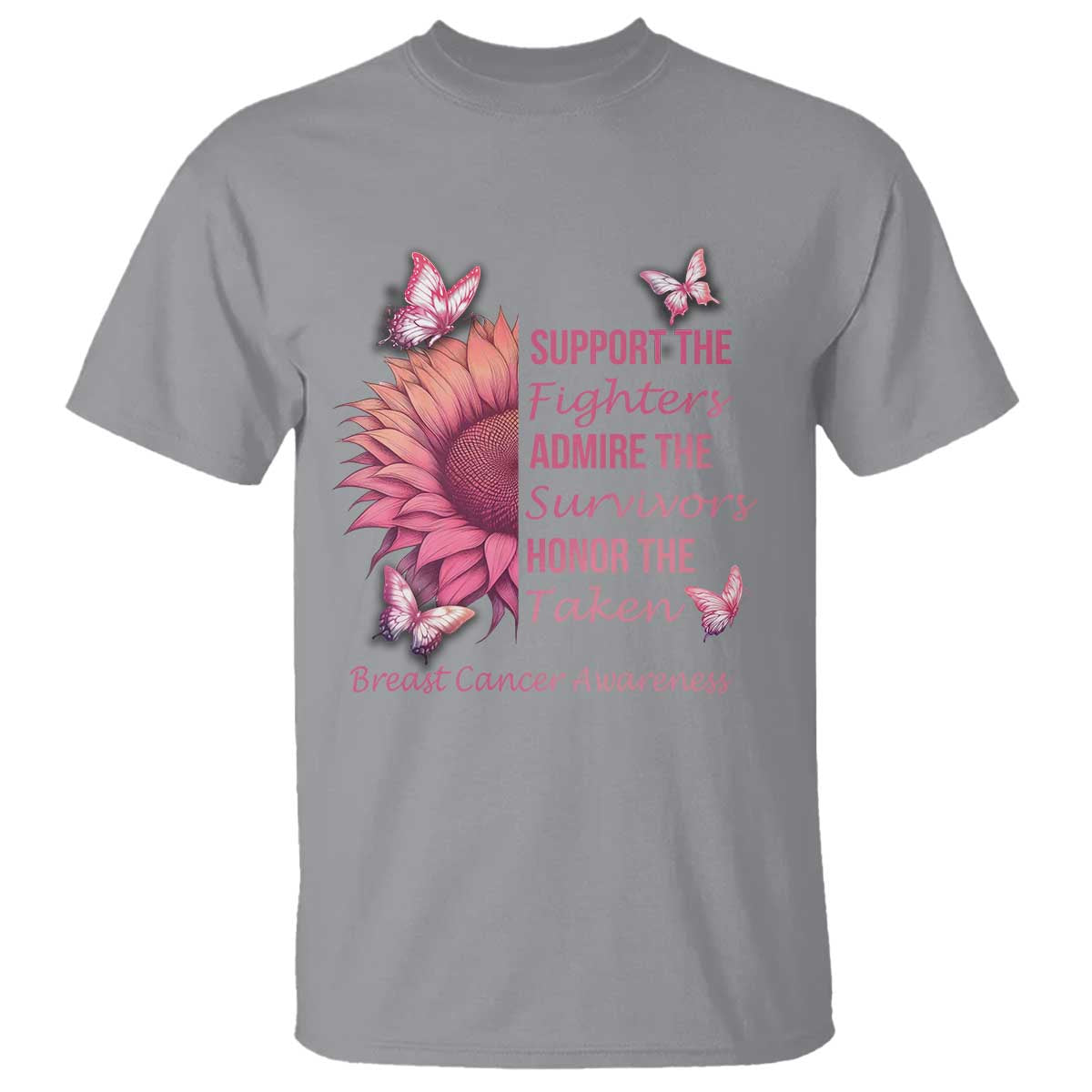 Breast Cancer Warrior Support Squad T Shirt Support Admire Honor Survivor Pink Sunflower
