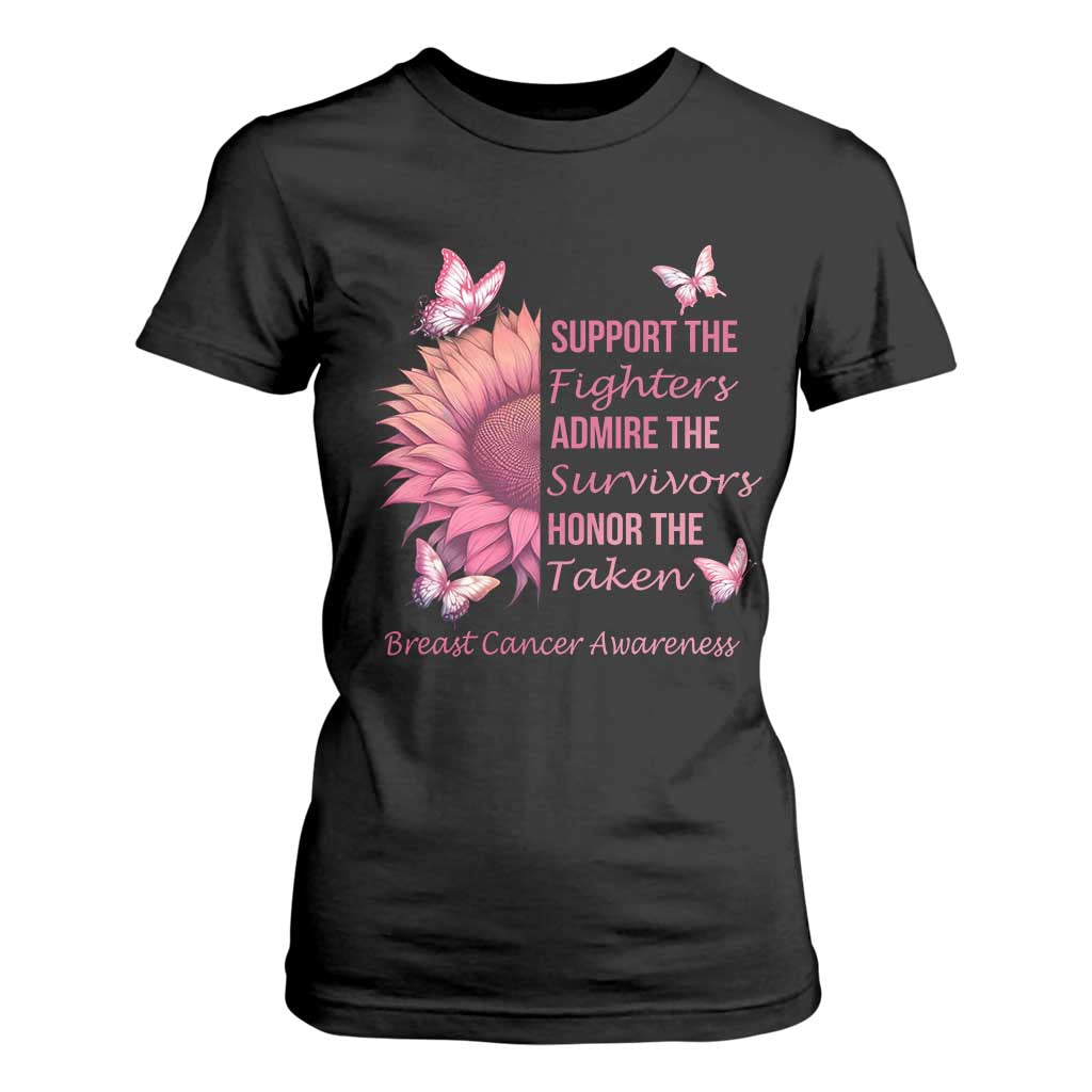 Breast Cancer Warrior Support Squad T Shirt For Women Support Admire Honor Survivor Pink Sunflower