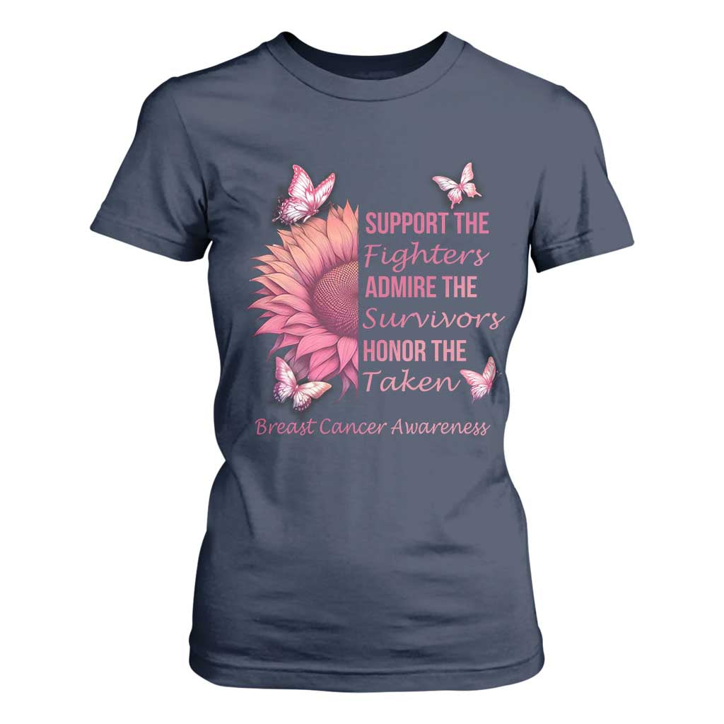 Breast Cancer Warrior Support Squad T Shirt For Women Support Admire Honor Survivor Pink Sunflower