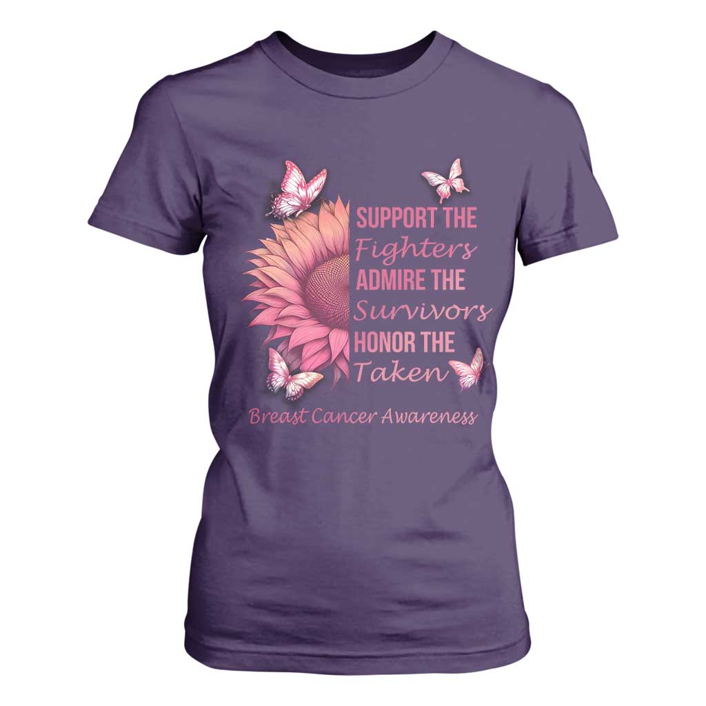 Breast Cancer Warrior Support Squad T Shirt For Women Support Admire Honor Survivor Pink Sunflower