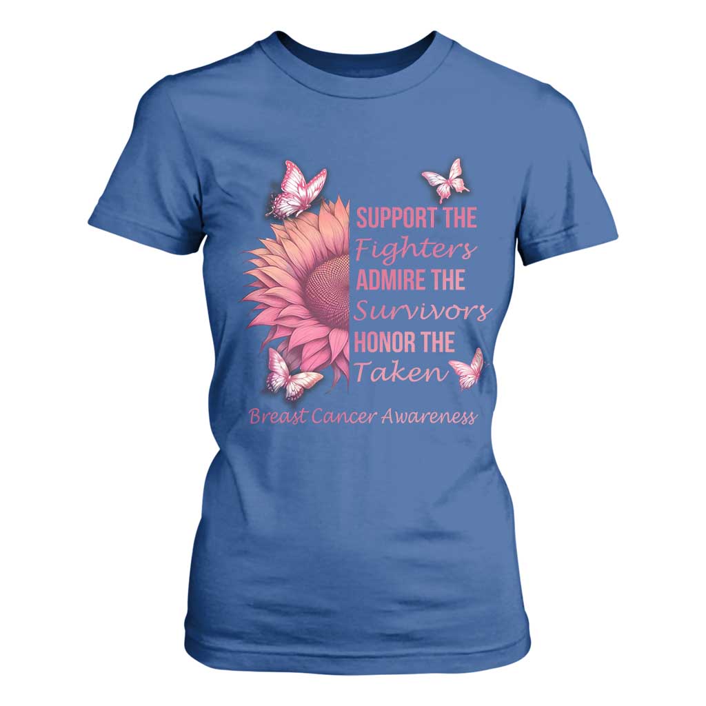 Breast Cancer Warrior Support Squad T Shirt For Women Support Admire Honor Survivor Pink Sunflower