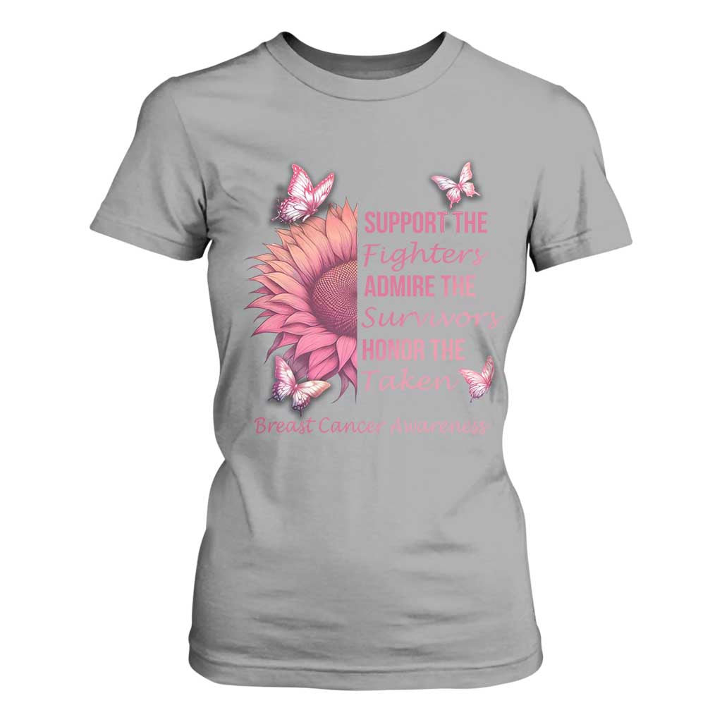Breast Cancer Warrior Support Squad T Shirt For Women Support Admire Honor Survivor Pink Sunflower