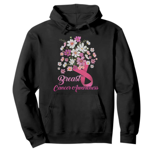 Breast Cancer Warrior Support Squad Hoodie Pink Ribbon Flower Bouquet