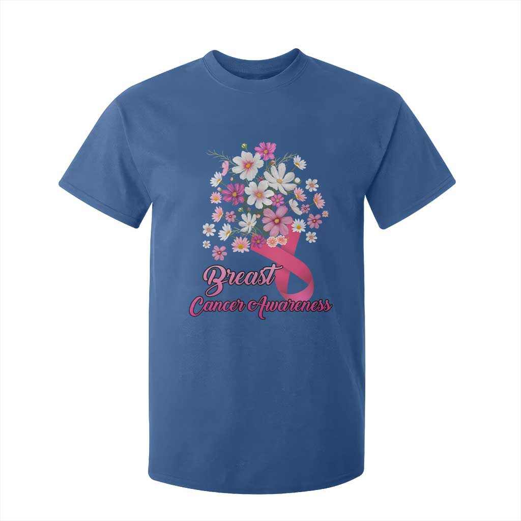Breast Cancer Warrior Support Squad T Shirt For Kid Pink Ribbon Flower Bouquet