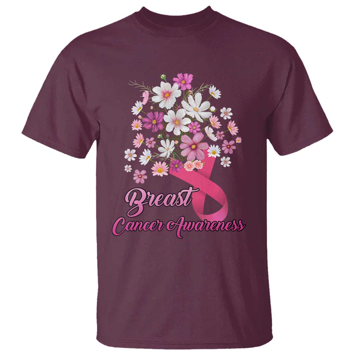 Breast Cancer Warrior Support Squad T Shirt Pink Ribbon Flower Bouquet