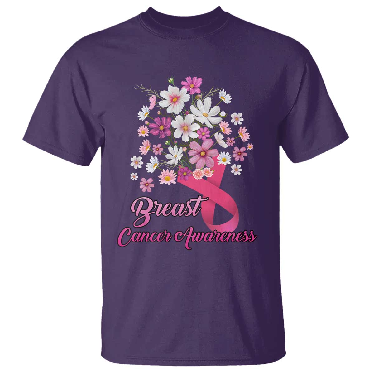 Breast Cancer Warrior Support Squad T Shirt Pink Ribbon Flower Bouquet