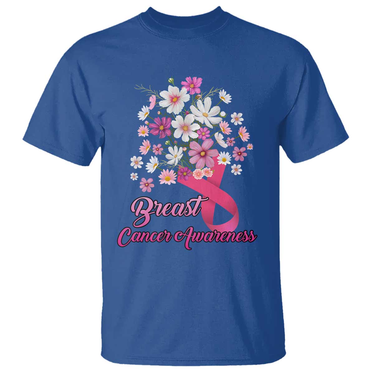Breast Cancer Warrior Support Squad T Shirt Pink Ribbon Flower Bouquet