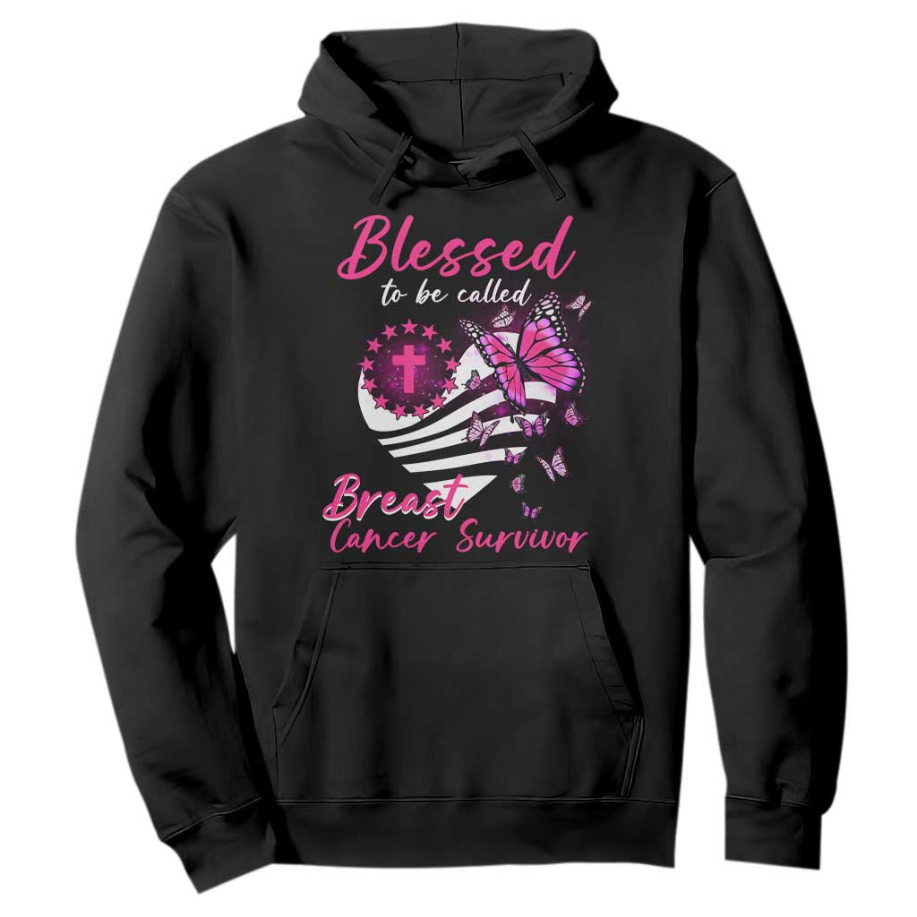 Blessed To Be Called Breast Cancer Survivor Hoodie Pink Butterfly Warrior Support Squad