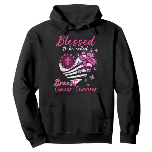 Blessed To Be Called Breast Cancer Survivor Hoodie Pink Butterfly Warrior Support Squad