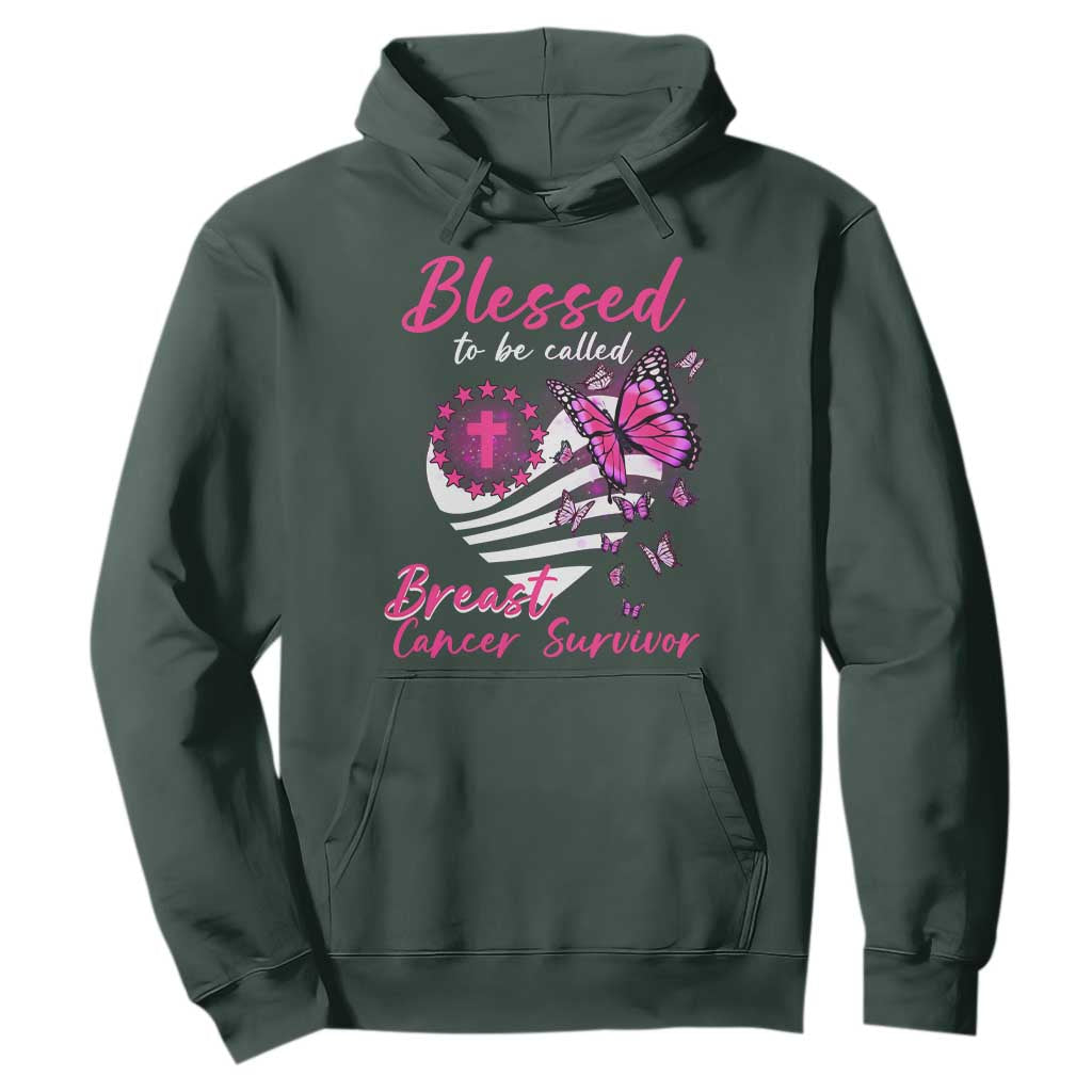 Blessed To Be Called Breast Cancer Survivor Hoodie Pink Butterfly Warrior Support Squad