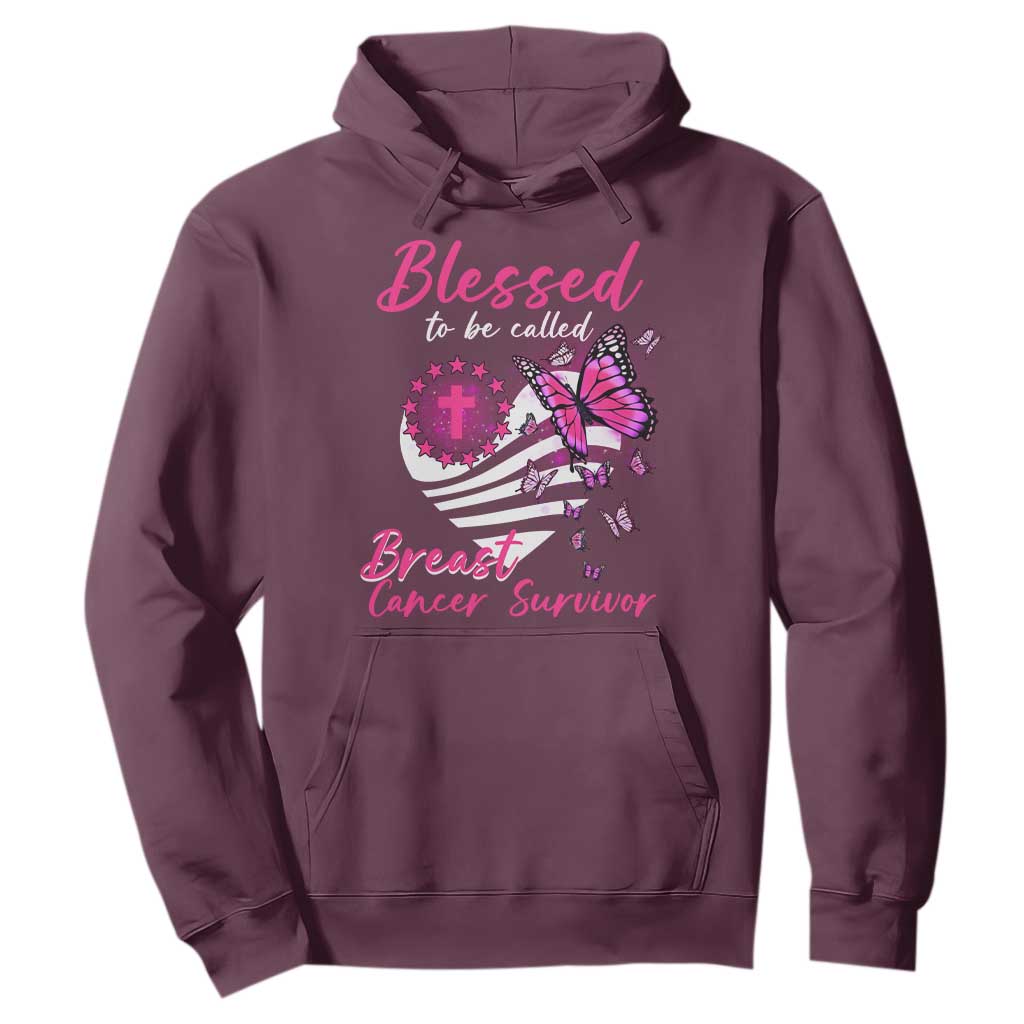 Blessed To Be Called Breast Cancer Survivor Hoodie Pink Butterfly Warrior Support Squad