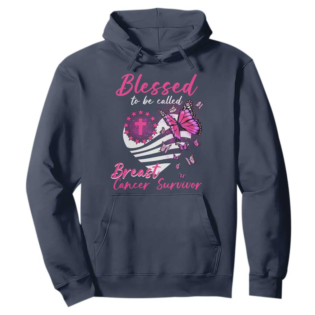 Blessed To Be Called Breast Cancer Survivor Hoodie Pink Butterfly Warrior Support Squad