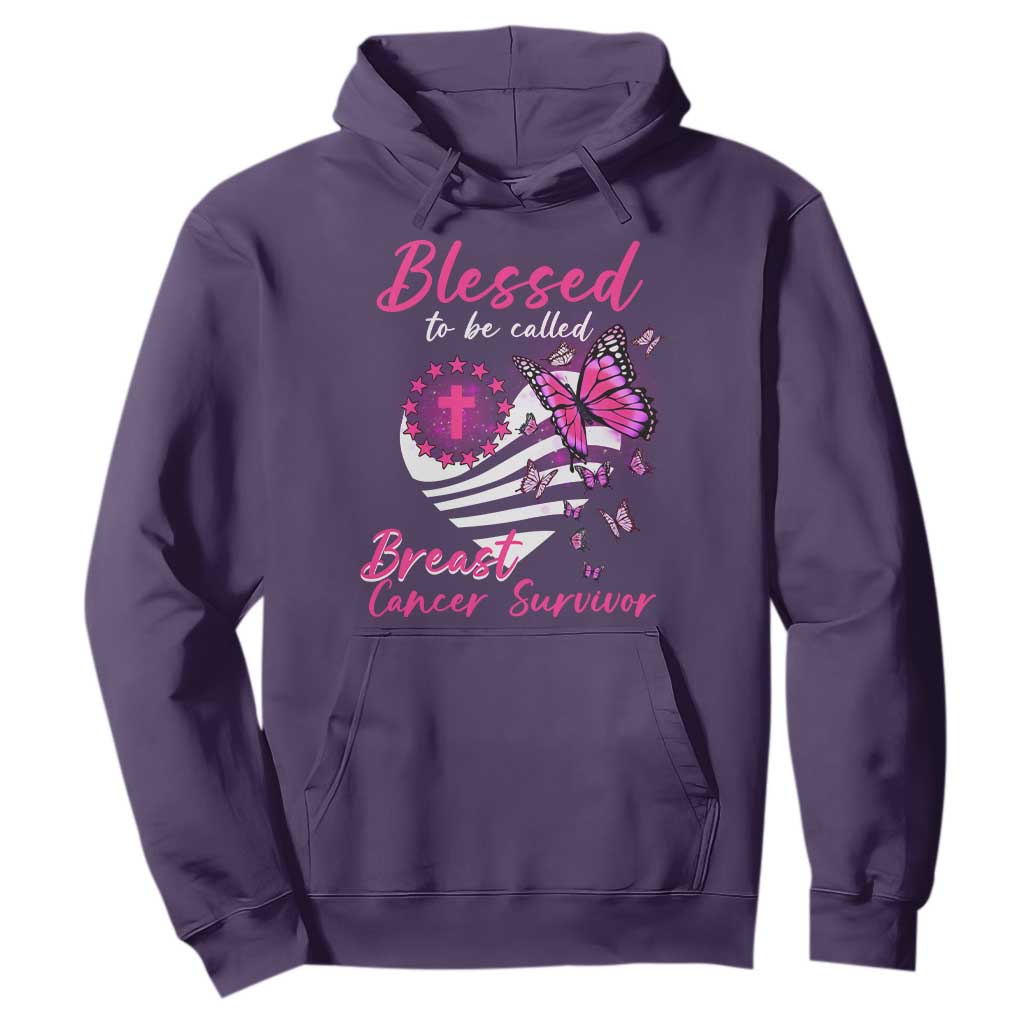 Blessed To Be Called Breast Cancer Survivor Hoodie Pink Butterfly Warrior Support Squad