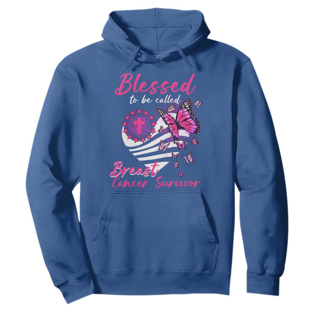 Blessed To Be Called Breast Cancer Survivor Hoodie Pink Butterfly Warrior Support Squad