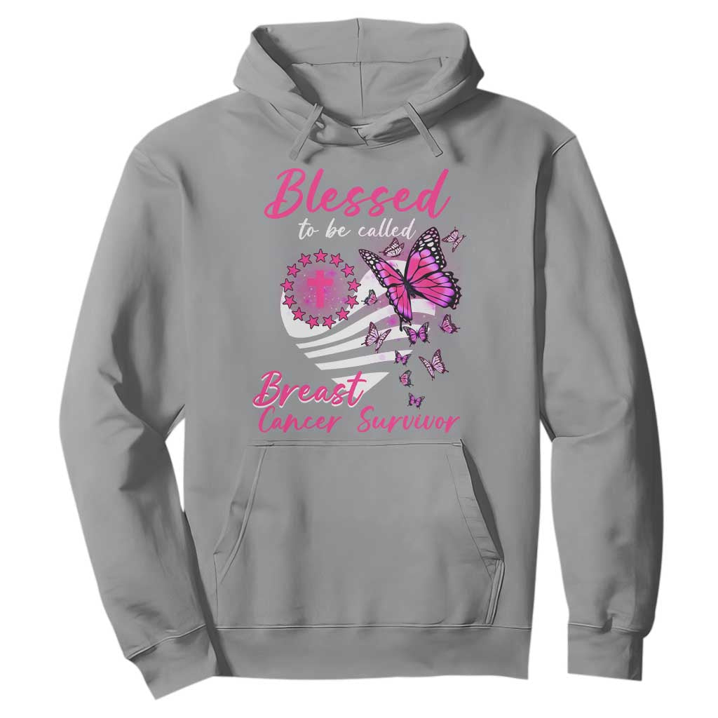 Blessed To Be Called Breast Cancer Survivor Hoodie Pink Butterfly Warrior Support Squad