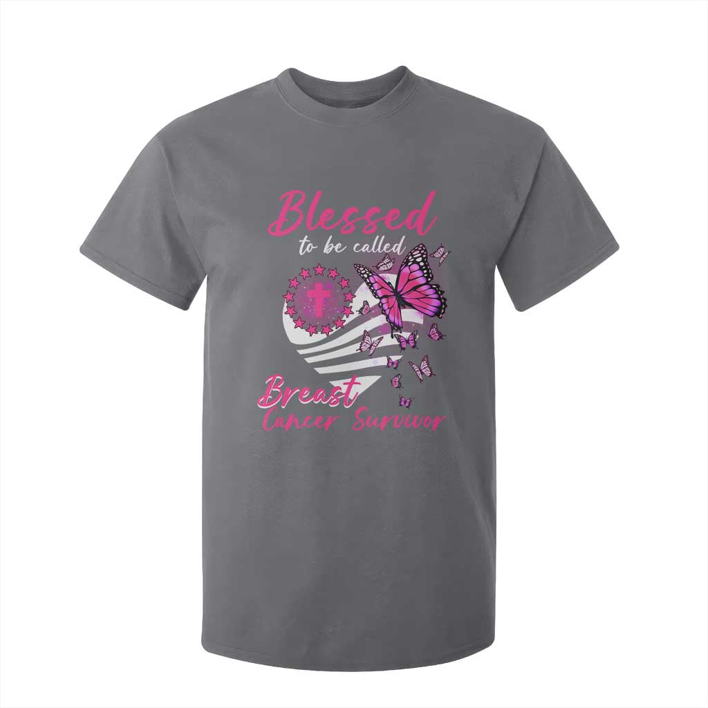 Blessed To Be Called Breast Cancer Survivor T Shirt For Kid Pink Butterfly Warrior Support Squad