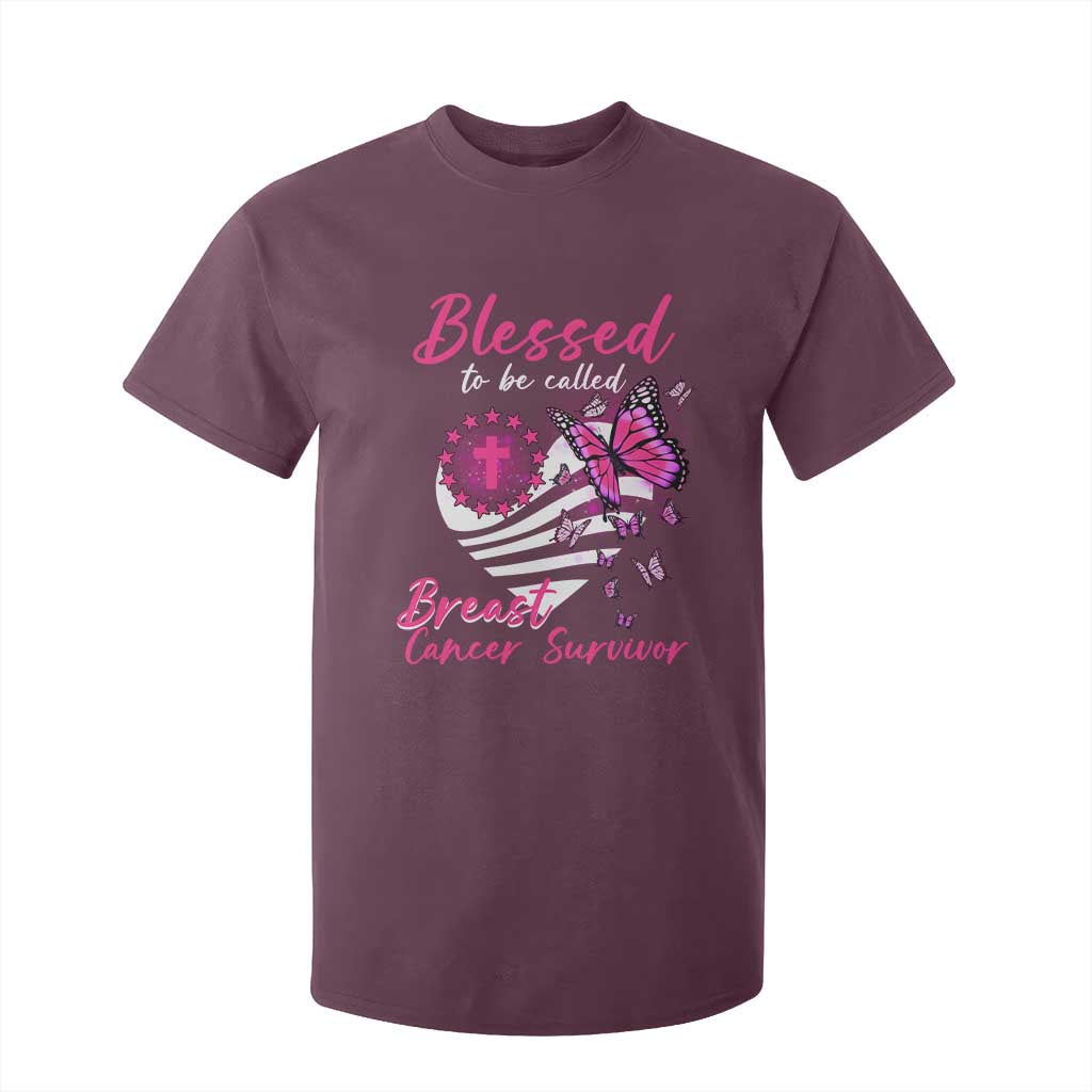 Blessed To Be Called Breast Cancer Survivor T Shirt For Kid Pink Butterfly Warrior Support Squad