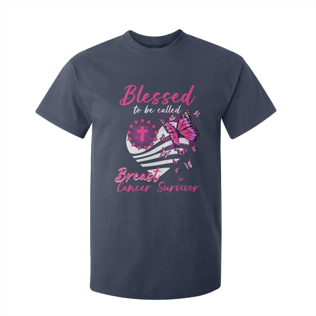 Blessed To Be Called Breast Cancer Survivor T Shirt For Kid Pink Butterfly Warrior Support Squad