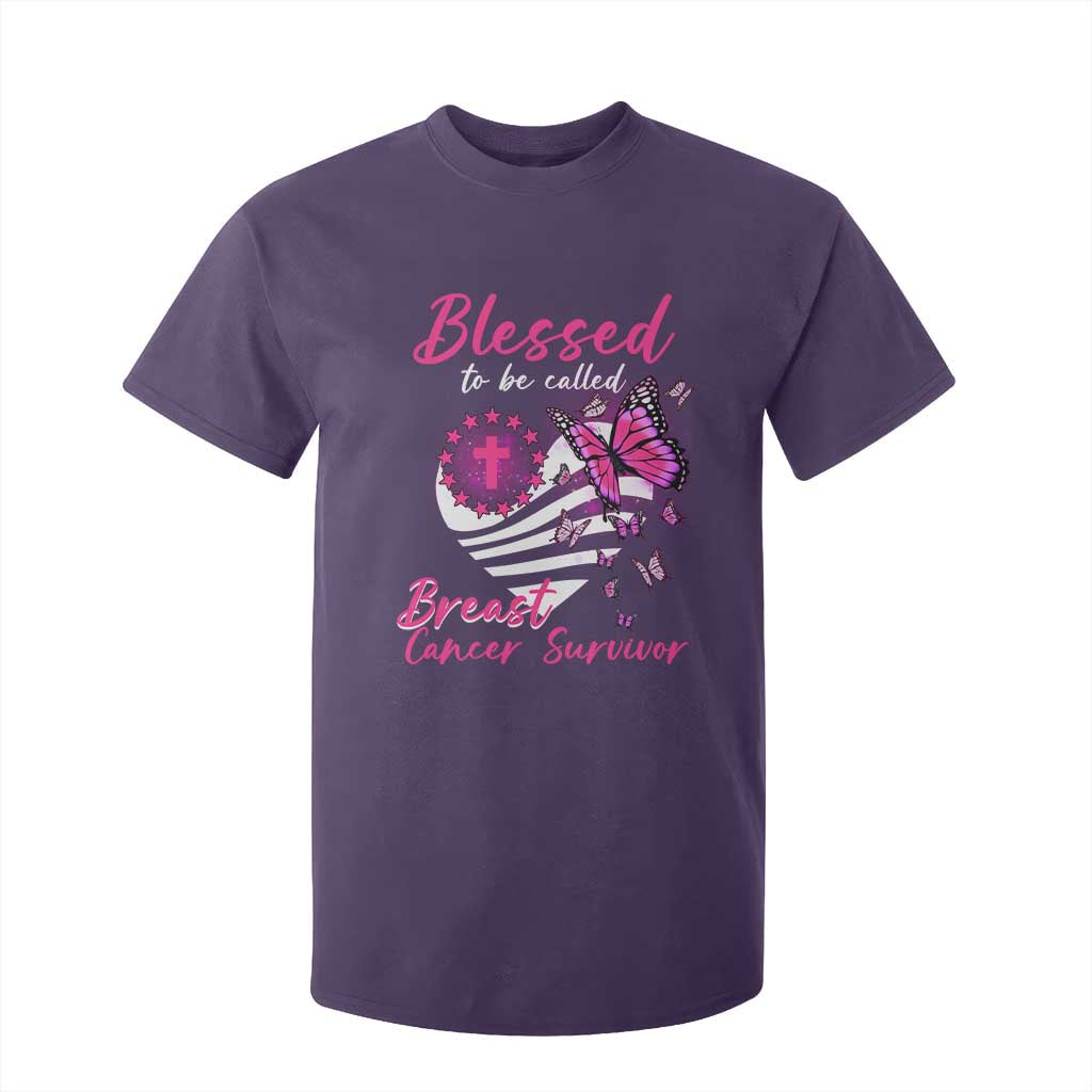 Blessed To Be Called Breast Cancer Survivor T Shirt For Kid Pink Butterfly Warrior Support Squad