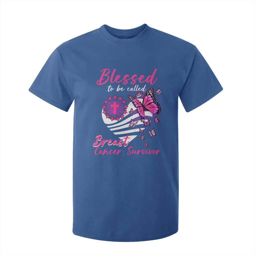 Blessed To Be Called Breast Cancer Survivor T Shirt For Kid Pink Butterfly Warrior Support Squad