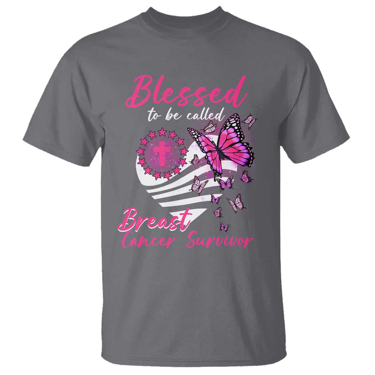 Blessed To Be Called Breast Cancer Survivor T Shirt Pink Butterfly Warrior Support Squad