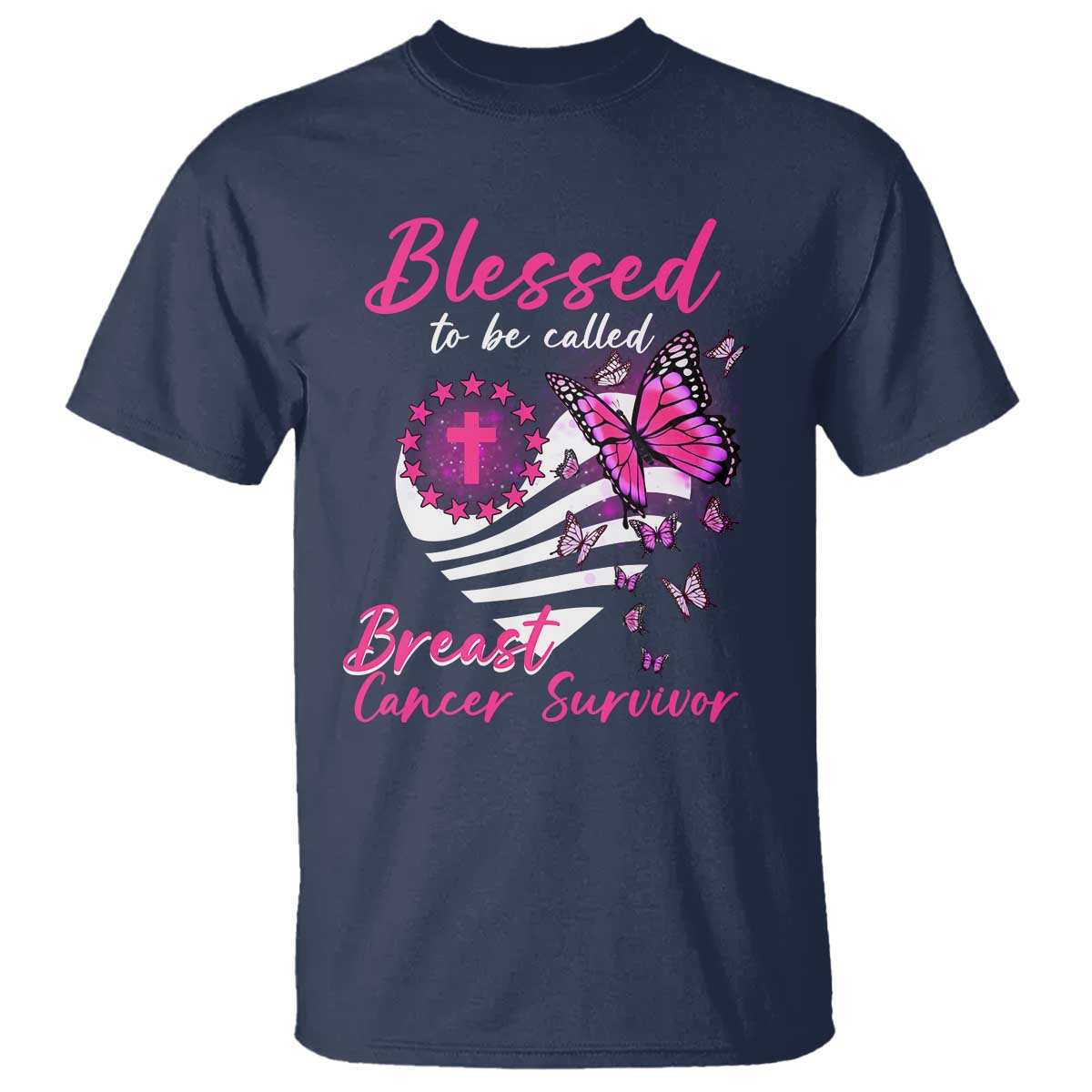Blessed To Be Called Breast Cancer Survivor T Shirt Pink Butterfly Warrior Support Squad