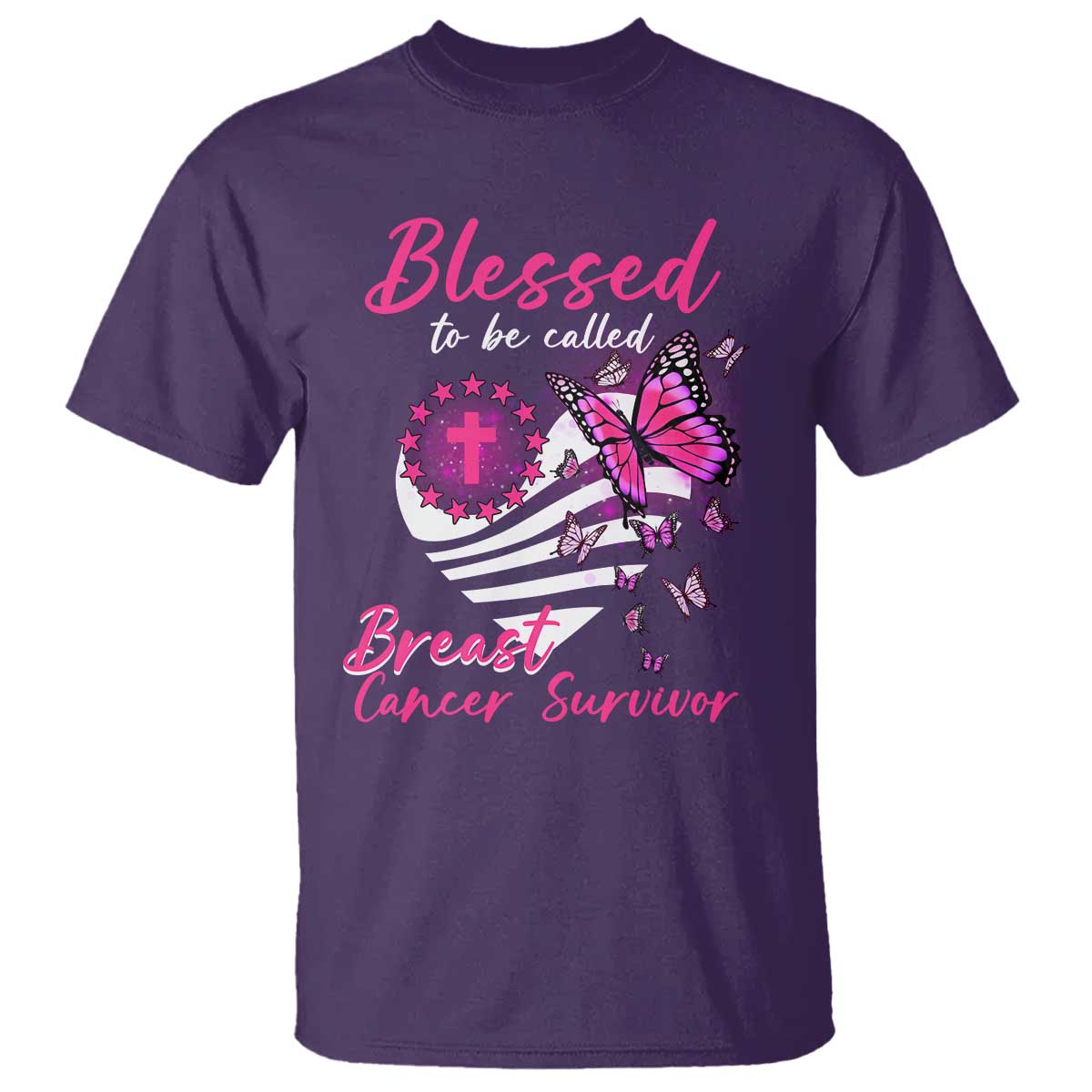 Blessed To Be Called Breast Cancer Survivor T Shirt Pink Butterfly Warrior Support Squad
