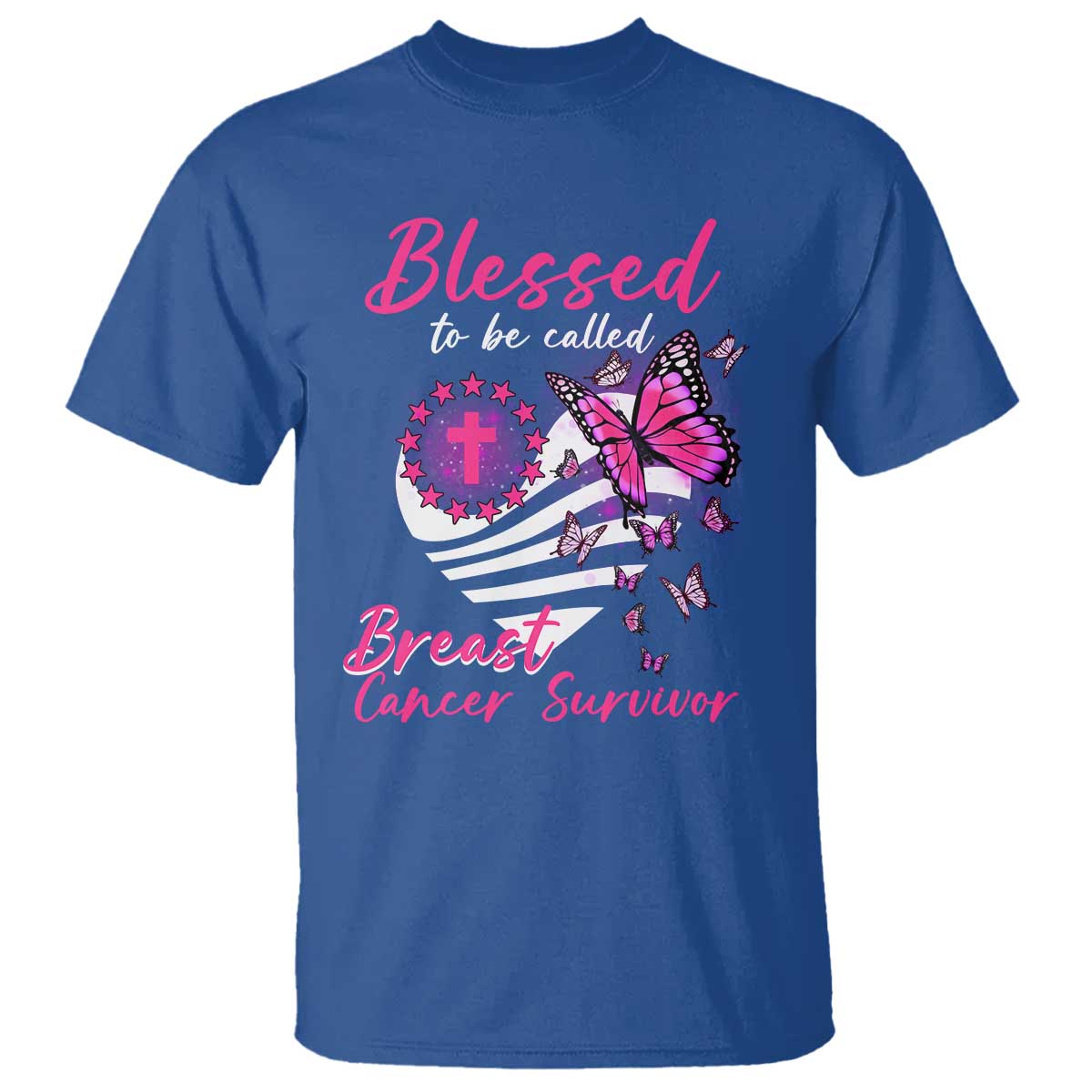 Blessed To Be Called Breast Cancer Survivor T Shirt Pink Butterfly Warrior Support Squad