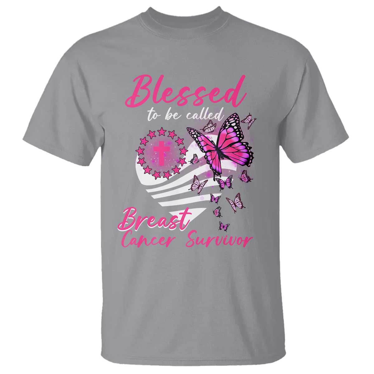 Blessed To Be Called Breast Cancer Survivor T Shirt Pink Butterfly Warrior Support Squad