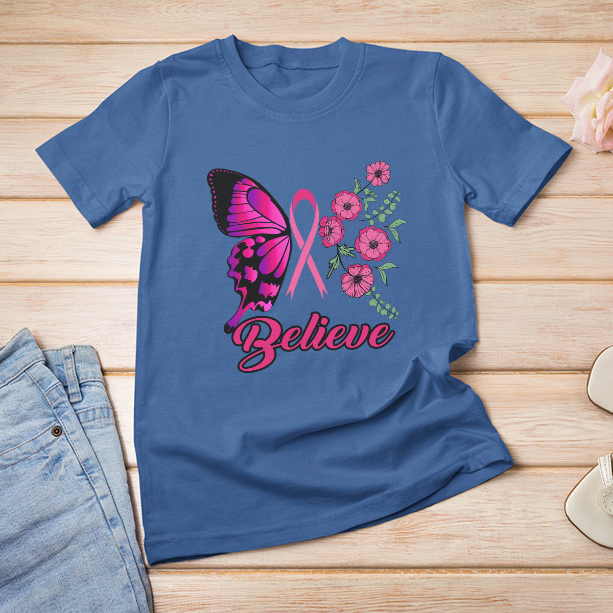 breast-cancer-awareness-t-shirt-believe-butterfly-flower-pink-ribbon-support-squad