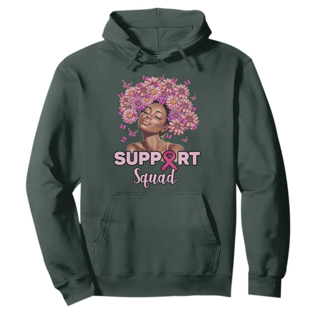 Breast Cancer Support Squad Hoodie Black Afro Women Warrior Pink Ribbon Sunflower
