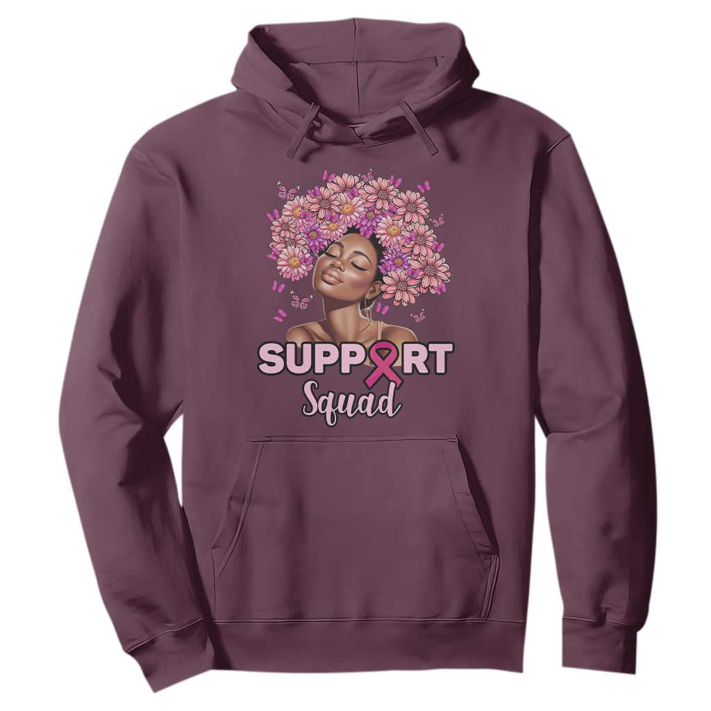 Breast Cancer Support Squad Hoodie Black Afro Women Warrior Pink Ribbon Sunflower