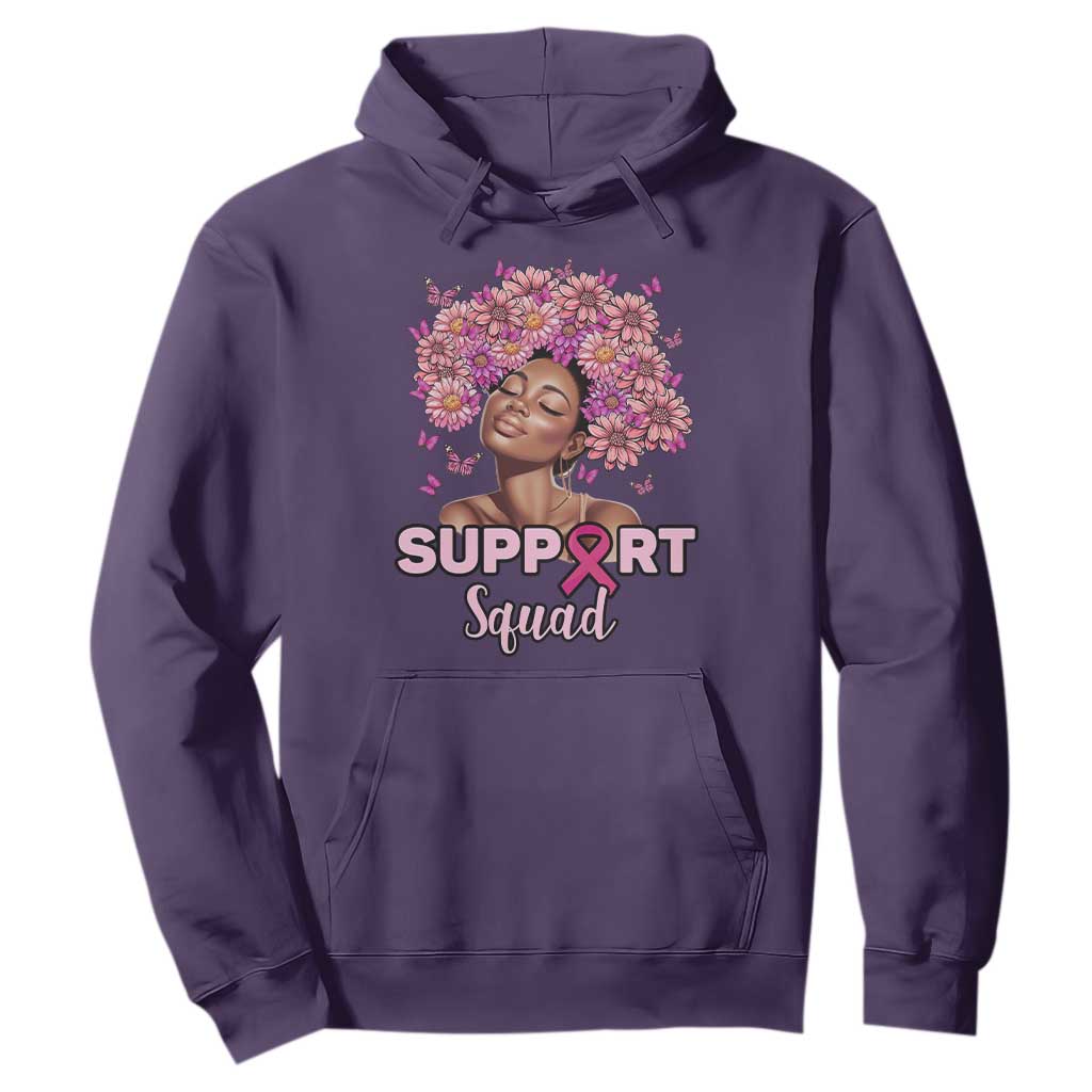 Breast Cancer Support Squad Hoodie Black Afro Women Warrior Pink Ribbon Sunflower