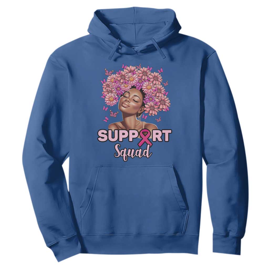 Breast Cancer Support Squad Hoodie Black Afro Women Warrior Pink Ribbon Sunflower