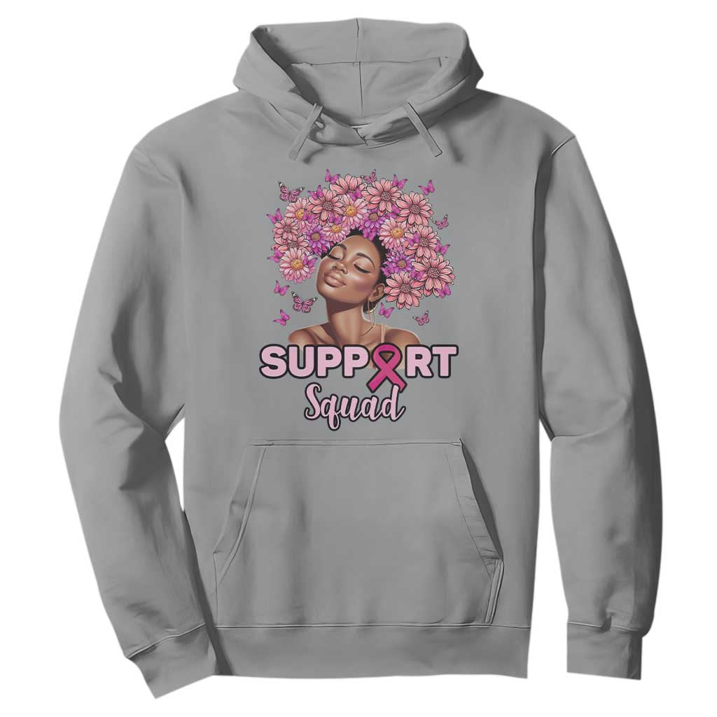 Breast Cancer Support Squad Hoodie Black Afro Women Warrior Pink Ribbon Sunflower