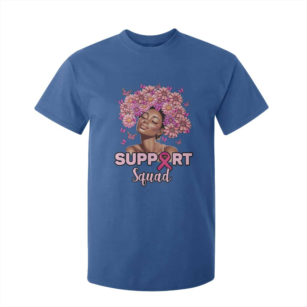 Breast Cancer Support Squad T Shirt For Kid Black Afro Women Warrior Pink Ribbon Sunflower