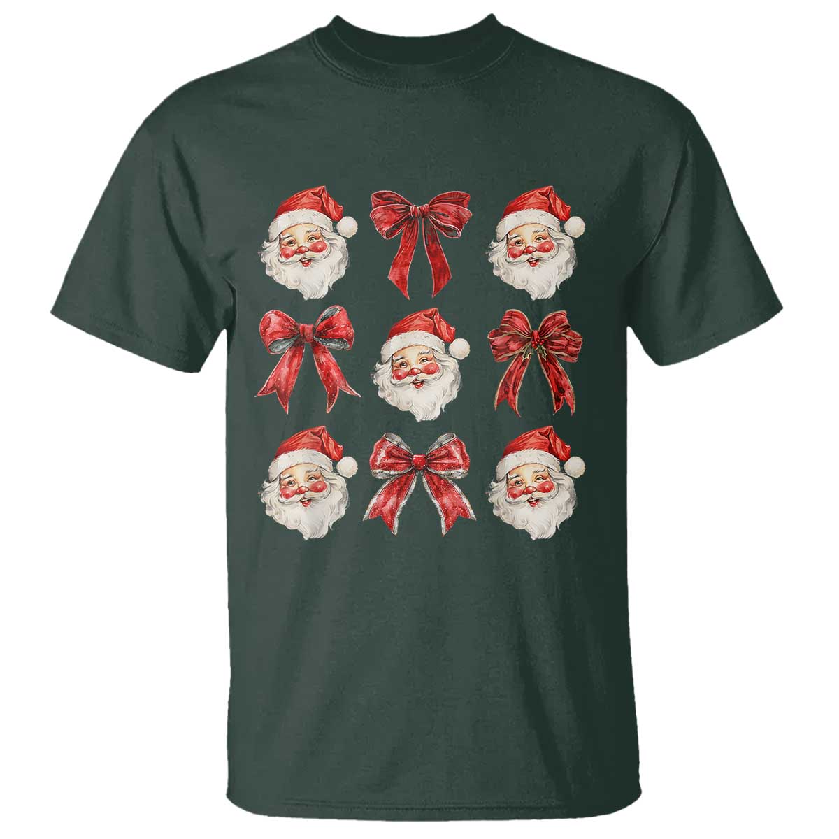 plaid-coquette-bow-santa-claus-t-shirt-merry-xmas-festive