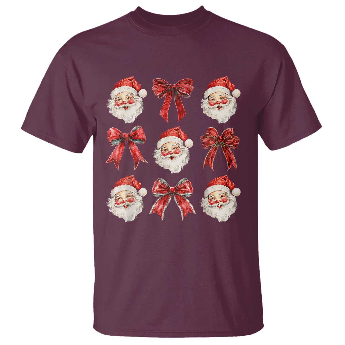 plaid-coquette-bow-santa-claus-t-shirt-merry-xmas-festive