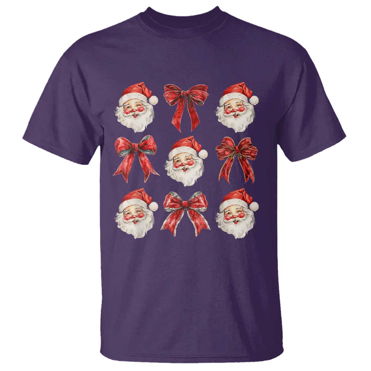 plaid-coquette-bow-santa-claus-t-shirt-merry-xmas-festive