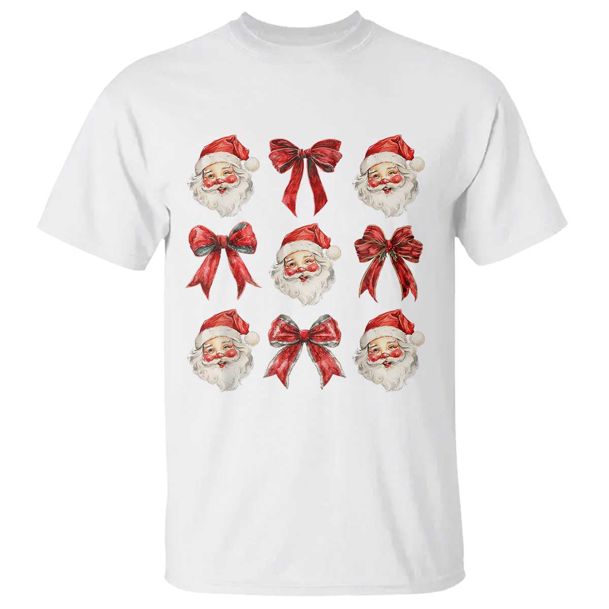 plaid-coquette-bow-santa-claus-t-shirt-merry-xmas-festive