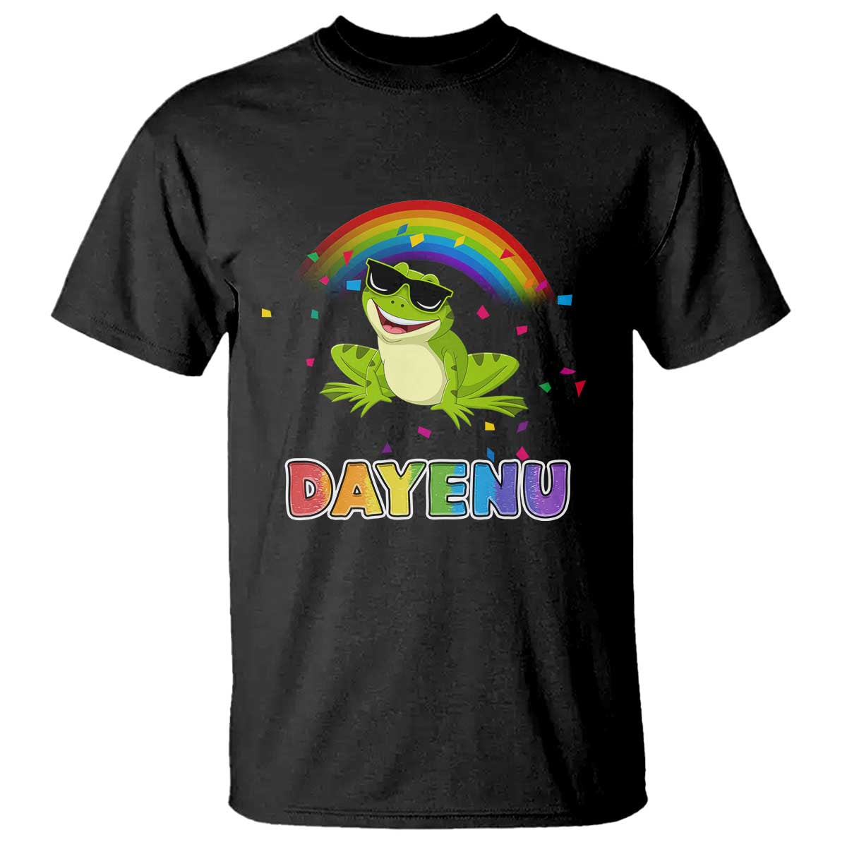 funny-dayenu-frog-rainbow-t-shirt-passover-celebration-with-pride-vibes