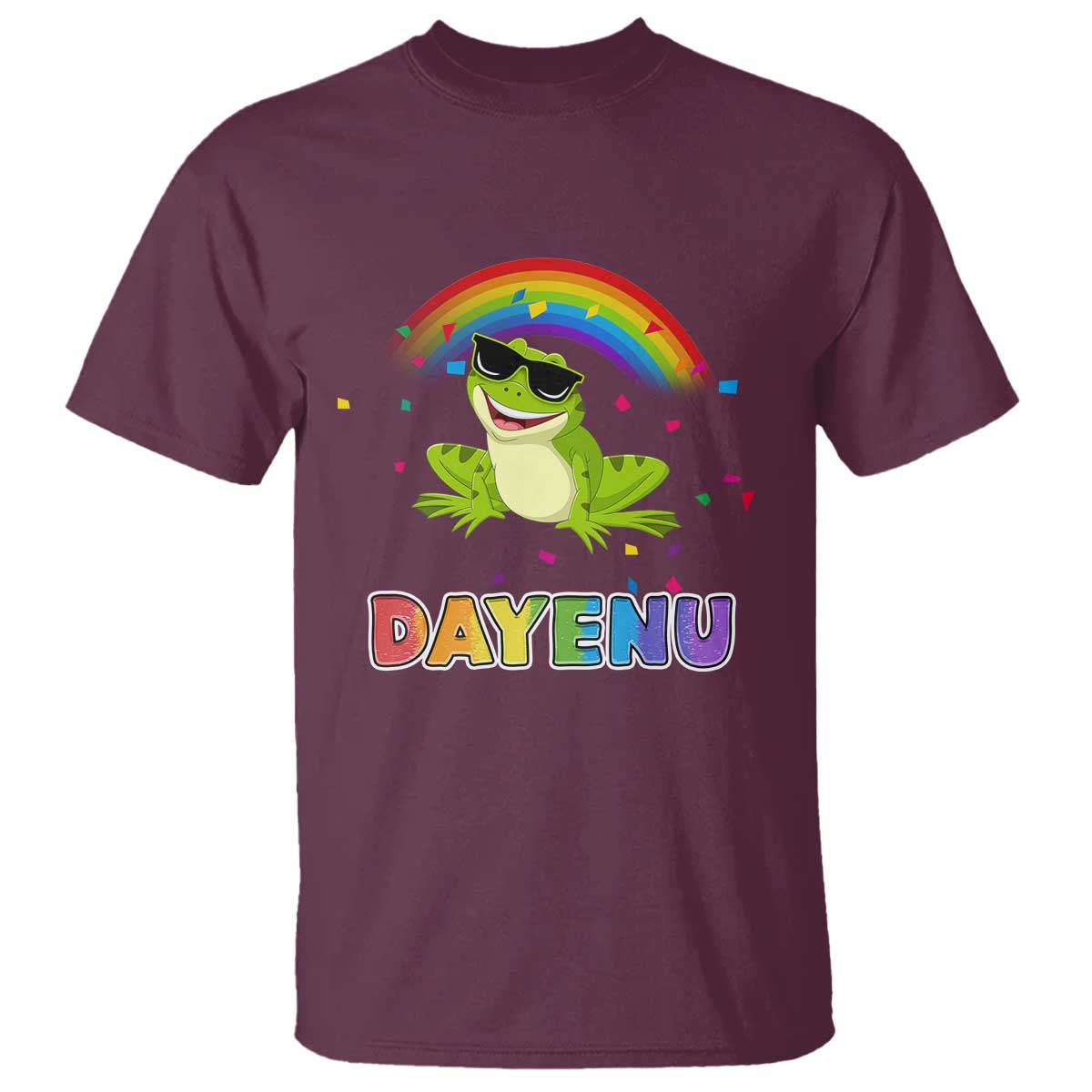 funny-dayenu-frog-rainbow-t-shirt-passover-celebration-with-pride-vibes