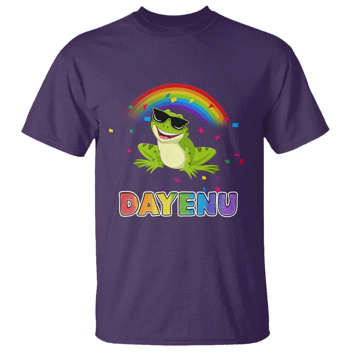 funny-dayenu-frog-rainbow-t-shirt-passover-celebration-with-pride-vibes