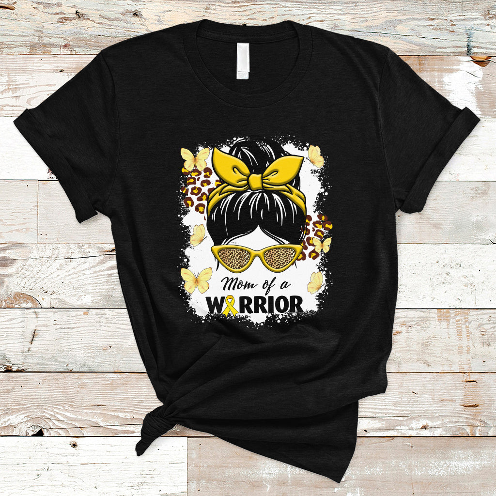 chilhood-cancer-awareness-t-shirt-mom-of-a-warrior-messy-bun-gold-ribbon-support-squad