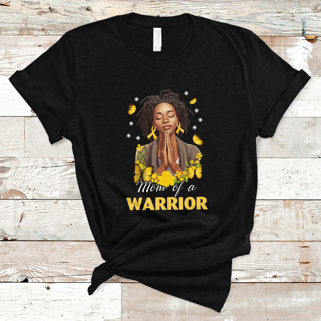chilhood-cancer-awareness-t-shirt-mom-of-a-warrior-messy-bun-melanin-gold-ribbon-support-squad