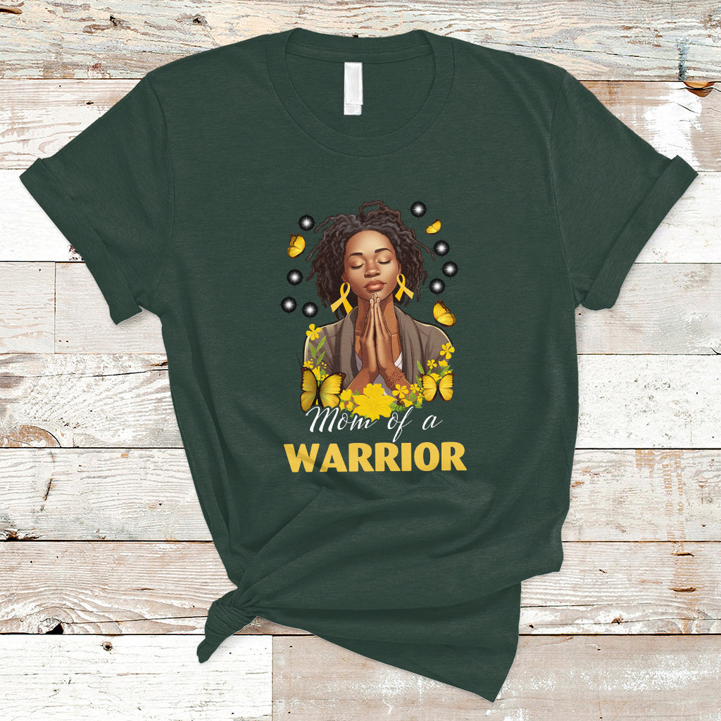 chilhood-cancer-awareness-t-shirt-mom-of-a-warrior-messy-bun-melanin-gold-ribbon-support-squad