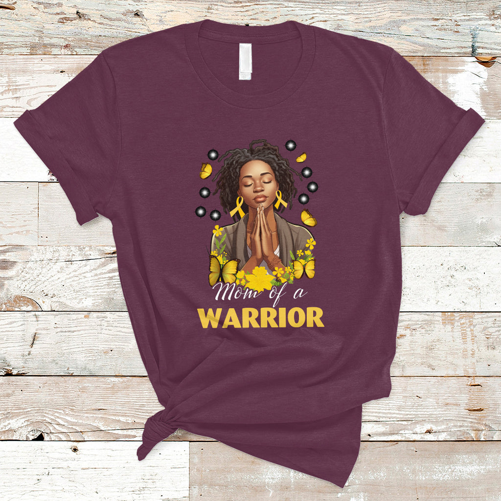 chilhood-cancer-awareness-t-shirt-mom-of-a-warrior-messy-bun-melanin-gold-ribbon-support-squad