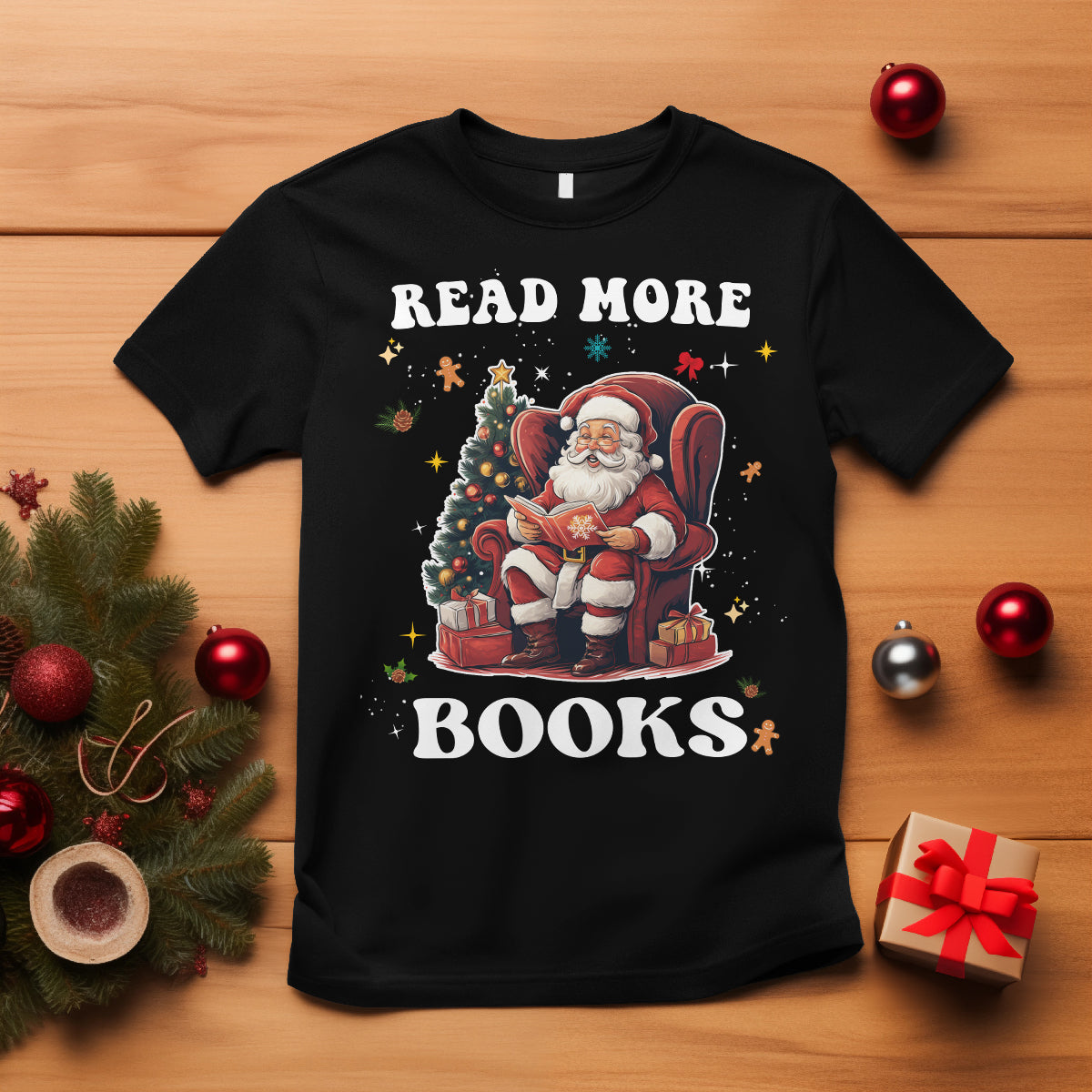 reading-santa-t-shirt-read-more-books-funny-christmas-teacher-student-book-lovers