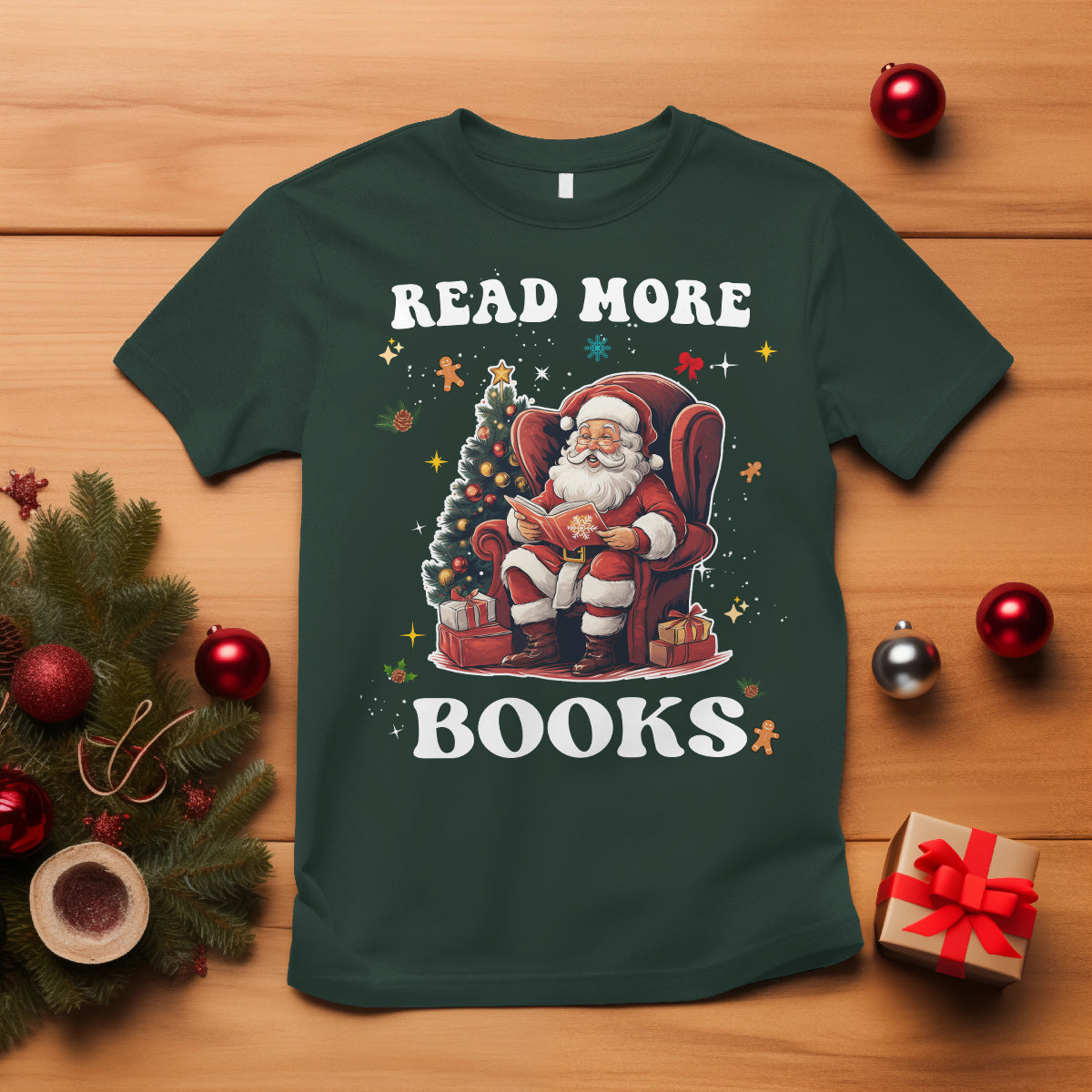 reading-santa-t-shirt-read-more-books-funny-christmas-teacher-student-book-lovers