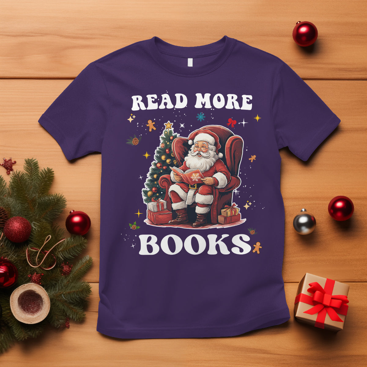 reading-santa-t-shirt-read-more-books-funny-christmas-teacher-student-book-lovers